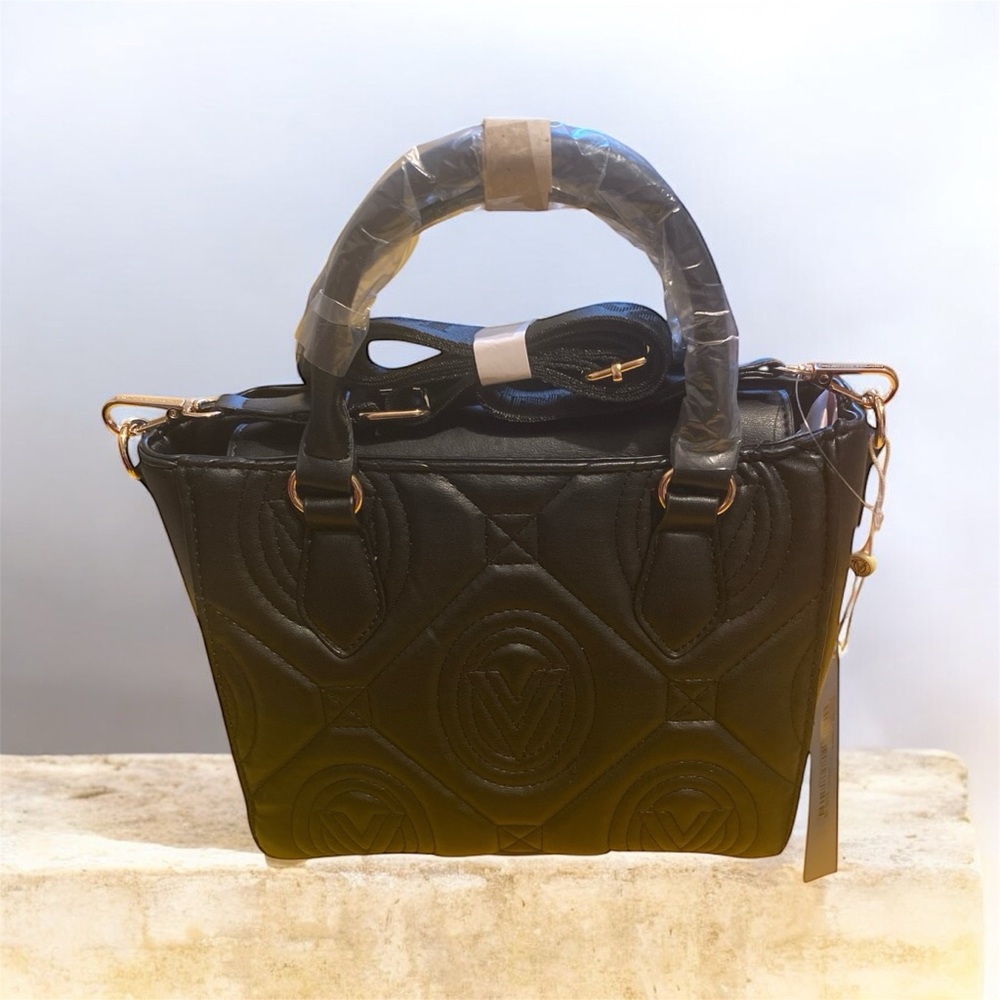Valentino Orlandi Black Quilted Satchel